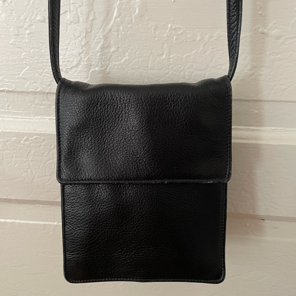 Vintage Tusk Black Leather Crossbody Purse